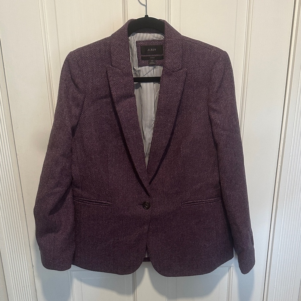 J. Crew Women's Deep Purple Tweed Blazer Sz 10